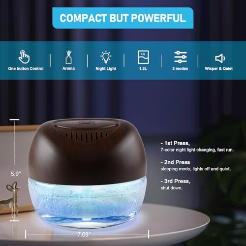 Purifier Air Washer, Air Fresher Aroma Diffuser for Home, Office, Air Purifier with Night Light (Brown) - Image 6