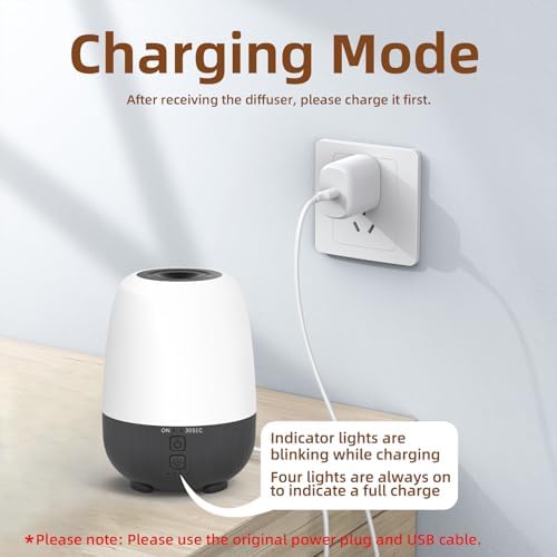 SEEDSEEL 150ML Rechargeable Battery Operated Essential Oil Diffuser, Portable Cordless Aromatherapy Diffuser,7-Hour Runtime with 7 LED Color Changing Lights - Image 3