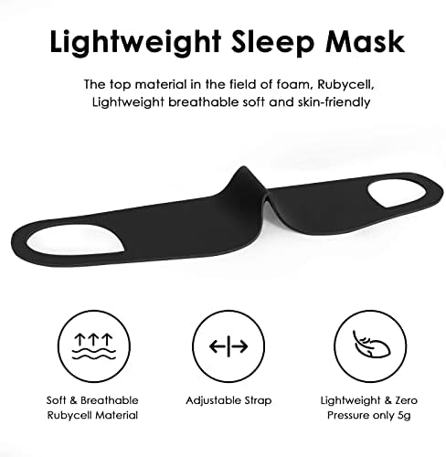 FRESHME Zero Pressure Sleep Mask - Lightweight Breathable Blockout Eye Mask for Sleeping with Ear Hanging Elastic Strap for All Sleep Positions Men Women Soft and Comfortable Black Eye Blinder Travel - Image 2