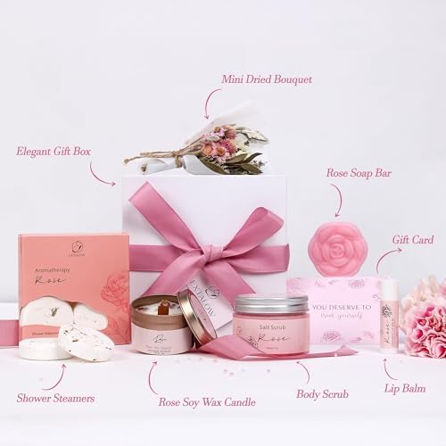 Spa Gifts for Women, Rose Home Spa Kit Bath Set Happy Birthday Gift Baskets - Image 3