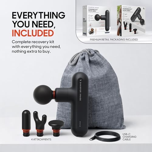 Sharper Image Powerboost Move Mini Percussion Massage Gun, Powerful & Quiet - Image 2