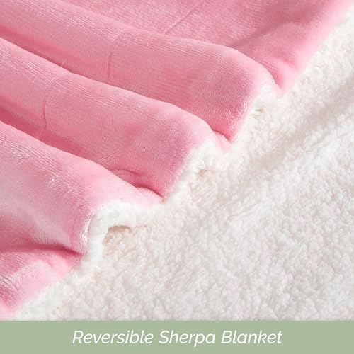 Elegant Comfort Ultra Soft Reversible Flannel Sherpa Blanket - Cozy Silky Fleece Throw for Couch, Bed - Plush Fuzzy Warm Winter Blanket for Gift, Twin, Light Pink - Image 5