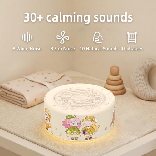Kipcush White Noise Machine for Baby & Adults, Sleep Sound Machine with 30 Soothing Sounds, 8-Color Night Light, Memory Function, White Noise for Sleeping, Nursery, Office, Travel, Relaxation - Image 3