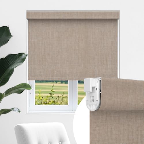 Allesin zen No Drill No Tools 100% Blackout Roller Shades for Windows, UV Protection, Free-Stop, Cordless Roller Blinds, Custom Blinds for Home, Office, Bedroom, Khaki Brown, Custom Size by allesinZEN
