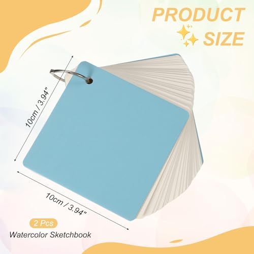 PATIKIL 2 Pcs Mini Watercolor Sketchbook, 3.94 x 3.94 55 Sheets/110 Pages Portable Square Travel Watercolor Notebook 230GSM (107lb) Detachable Painting Sketch Book Art Sketchbook, Blue - Image 2
