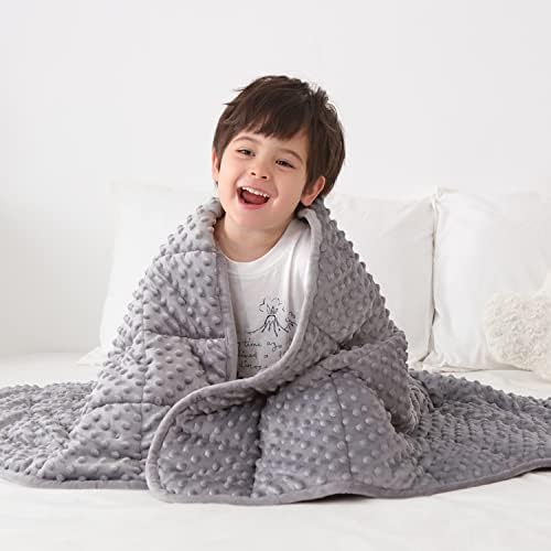 Huloo Sleep Kids Weighted Blanket Twin 5lbs (36"×48",Gray) Breathable Soft Minky Weighted Throw Blanket for All Season,Heavy Blanket with Premium Glass Beads by HulooSleep
