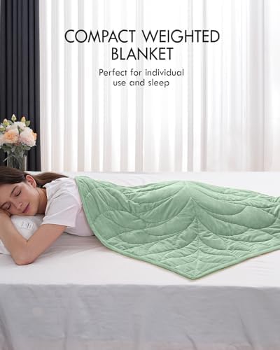 Weighted Lap Blanket for Adults, 7 lbs 41" x 53", Leaf Pattern, Sage Green - Image 7