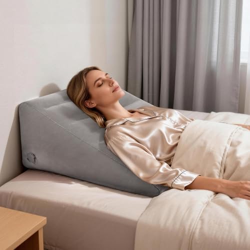 USHMA Inflatable Wedge Pillow for Traveling, 12 Inch Travel Bed Wedge for Headboard Triangle Pillow, Travel Wedge Pillow for Sleeping, Acid Reflux Relief, After Surgery, Back Pain Relief - Image 2