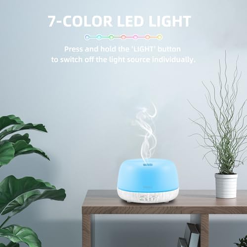SEEDSEEL 300ML Essential Oil Diffuser with Remote Control, Aromatherapy Diffuser with 7-Color Changing LED Light for Bedroom, Home - Image 6