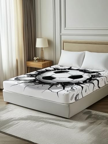 California King Flat Sheet 3D Sports Flat Sheets Only Soft Breathable Microfiber Bedding Top Sheets Luxury Hotel Quality Soccer Break Through Wall Cal King Bed Sheet for All Season Bedroom Dorm Decor - Image 7