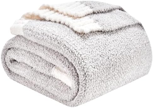 CozeCube Reversible Knitted Throw Blanket, Grey White Melange 60"x80" by CozeCube