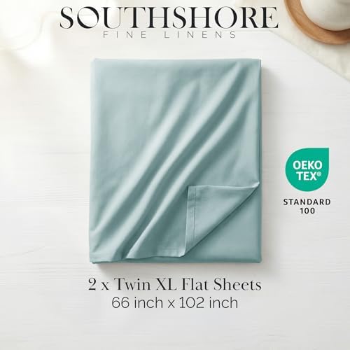 Hotel Style Twin XL Flat Sheets Only 2 Pack Microfiber Top Sheet Sky Blue - Image 2