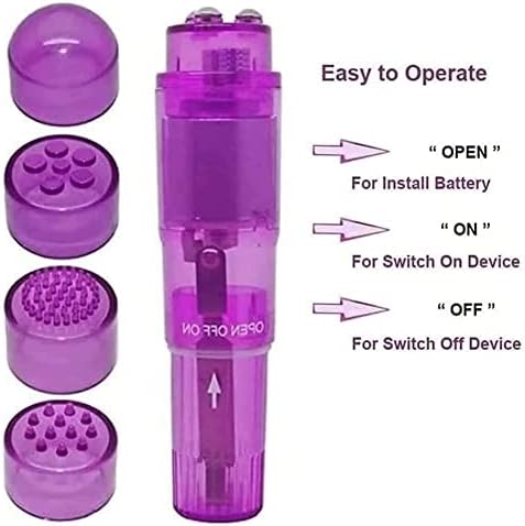 Small Mini Massager Portable Pen for Body Face, Neck, Head,Back Massage with 4 Heads (Pink and Purple) - Image 5