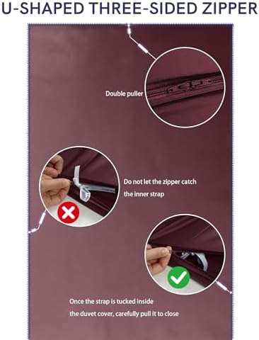 YnM Cooling 3-Side Zipper Duvet Cover for Weighted Blankets | Easy on, Easy Off Rose Puerple, 80"x87" - Image 4
