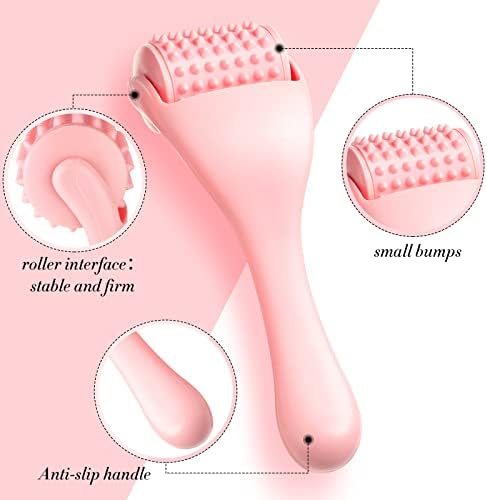 Tondiamo 2 Pcs Muscle Roller Portable Small Silicone Massager Roller Deep Tissue Muscle Massage Stick Cellulite Remover Scar Tissue Massager for Relief Face Neck Arm Back Leg(Pink,Silicone) - Image 3