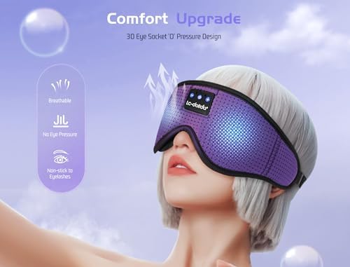 LC-dolida Sleep Mask with Bluetooth Headphones Bluetooth Sleep Mask Sleep Headphones,3D Eye Mask for Sleeping Mask Music Sleeping Headphones for Side Sleepers Meditation Gifts Gadgets for Men Women - Image 3