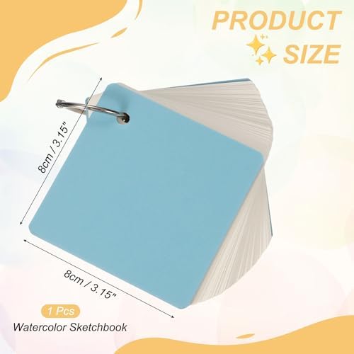 PATIKIL Mini Watercolor Sketchbook, 3.15 x 3.15 55 Sheets/110 Pages Portable Square Travel Watercolor Notebook 230GSM (107lb) Detachable Painting Sketch Book Art Sketchbook, Blue - Image 2