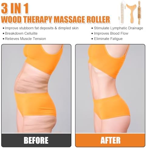 KintKita 3 in 1 Wood Therapy Massage Tool,Wooden Lymphatic Drainage Massager Maderoterapia Kit Professional Body Cellulite Massager for Body Sculpting,Contouring,Relief Muscle,Anti-Cellulite - Image 3