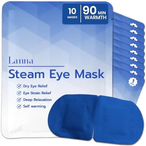 LANNA Heated Steam Eye Mask, Disposable 120 Minutes, Blue Unscented, 10 Pcs by steameyemask