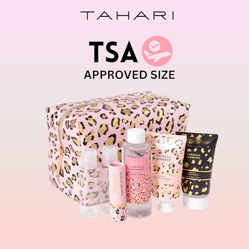 Tahari Vanilla Jasmine Spa Gift Set for Women – Luxurious Bath Kit with Body Lotion, Body Scrub, Body Wash & Lip Balm with Bag – Perfect Selfcare Gifts for Women (Leopard) - Image 5