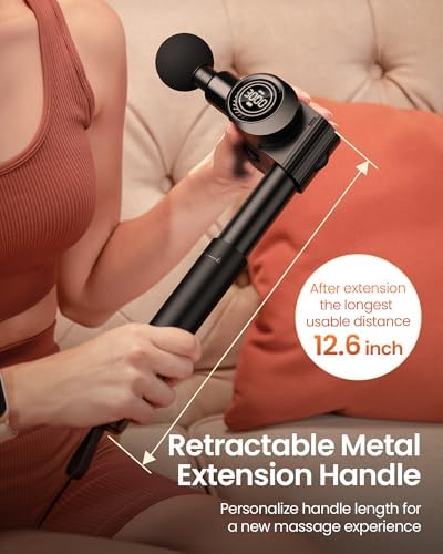NAPRE Foldable Massage Gun Deep Tissue with 5 Adjustable Angles,Handheld Percussion Back Massager for Muscle/Neck/Body Pain Relief with Long Extension Handle,32-Speeds,6 Heads,with Case - Image 3