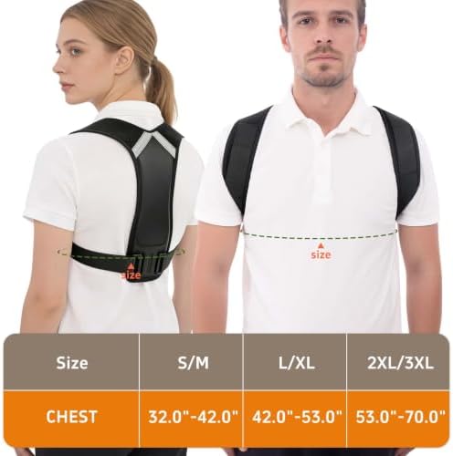 Posture Corrector for Women and Men, Adjustable Back Brace Shoulder Straightener, Upper Back Support Brace for Neck Shoulder Back Pain Relief, Breathable Posture Corrector for Daily Wear Black, L/XL - Image 3