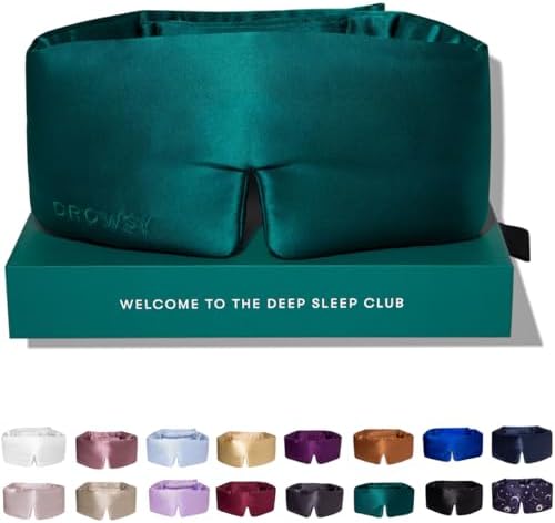 DROWSY Silk Sleep Mask - Face-Hugging, Padded Cocoon for Luxury Sleep in Total Darkness - 100% Pure Mulberry Silk (Green Sapphire) by Drowsy