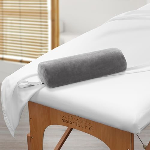 Saloniture Half Round Neck Massage Table Bolster Pillow Pad - 13 x 6 x 3 Inch - Gray Velour - Image 5