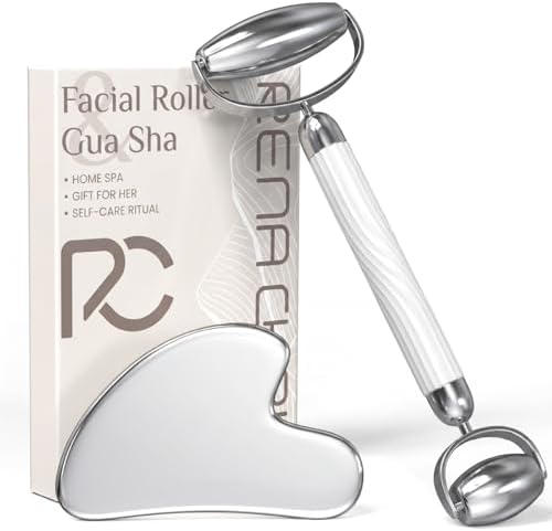 Rena Chris Stainless Steel Gua Sha Face Roller for Puffiness and Sculpting by RenaChris