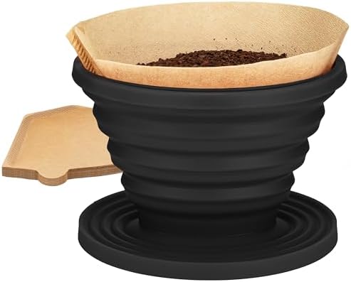 COLETTI Sierra Camping Pour Over Coffee Dripper — Collapsible Pour Over Coffee Dripper — Includes Pack of Paper Filters [Black, Pack of 1] by COLETTI