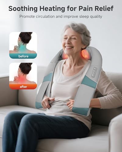 Snailax Cordless Neck Massager with Heat, Rechargeable Shiatsu Neck Back Massager for Pain Relief Deep Tissue, 4D Knead Shoulder Massager Pillow, with Portable Carry Bag, Gifts/Presents for Mom, Dad - Image 5