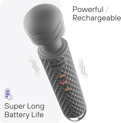 bed geek Handheld Cordless Personal Wand Massager – Waterproof, USB Rechargeable, 20 Vibration Patterns, 8 Speeds, Memory Feature, Skin-Soft Silicone for Ultimate Relaxation Tool - Image 3
