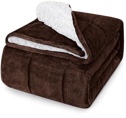 yescool Weighted Blanket for Adults (15 lbs, 60" x 80", Brown) Heavy Blanket for Sleeping Perfect for 140-160 lbs, Queen Size Breathable Blanket with Premium Glass Bead, Machine Washable by yescool