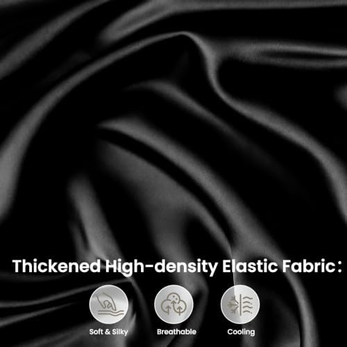 Thickened Satin Pillowcase, Elastic 16 * 24In Pillow Cover for Cervical Pillow or Memory Foam Pillows, Smooth & Soft Hair and Skin Friendly, Queen Size with Zipper Black - Image 3