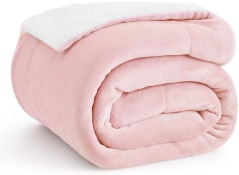 Bedsure GentleSoft Sherpa Fleece Throw Blanket for Couch, Non-Heated, Thick and Warm Throw Gifts for Women and Girls, Soft Fuzzy Plush Kids Blanket for Spring, Room Home Decor, Pink, 50x60 Inches by Unknown