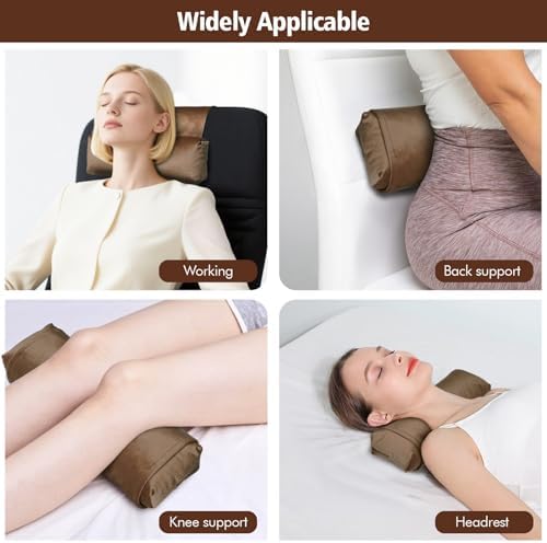 WdFour Velvet Neck & Head Pillow for Recliner Chair, Small Ergonomic Cervical Support Pillow for Home, Office and Travel, Non-Slip Cushion for Tension Relief & Shoulder Comfort (Brown) - Image 5