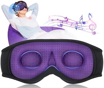 LC-dolida Sleep Headphones, Sleep Mask Bluetooth Wireless Music Eye Mask, Sleeping Headphones for Side Sleepers Sleep Mask with Bluetooth Headphones Ultra-Thin Stereo Speakers Perfect for Sleeping by LC-dolida