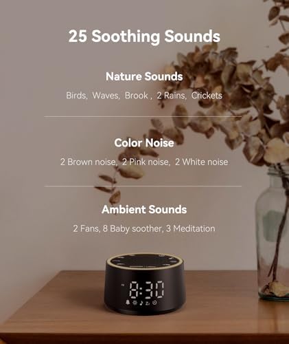 Dreamegg D1 Nova Sound Machine Alarm Clock for Sleep, White Noise - Image 4