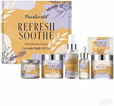 Spa Gift Set for Women, 6Pcs Lavender Bath Gift Set Home Spa Kit with Bath Salts Body Butter Shower Gel Essential Oil Candle Soap Self Care Gifts for Her Birthday Mother's Day Christmas - Image 7
