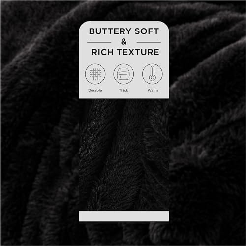 Bedsure Faux Fur Fluffy Sherpa Throw Blanket Couch Twin Black 60"x80" - Image 2