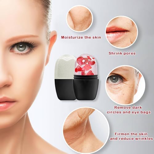 XHJRI Ice Face Roller Massager,Ice Cube Roller for Face, Eyes and Neck Naturally Conditioning and Skin Care,De-Puff Eye Bags,Reduce Migraine Pain,Reusable Massage Silicone Ice Mold (New Black White) - Image 6