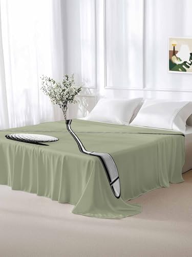 King Flat Sheet Golf Ball Club Flat Sheets Only Soft Breathable Microfiber Bedding Top Sheets Luxury Hotel Quality Game Sports Sage Green King Bed Sheet for All Season Bedroom Dorm Home Decor - Image 6