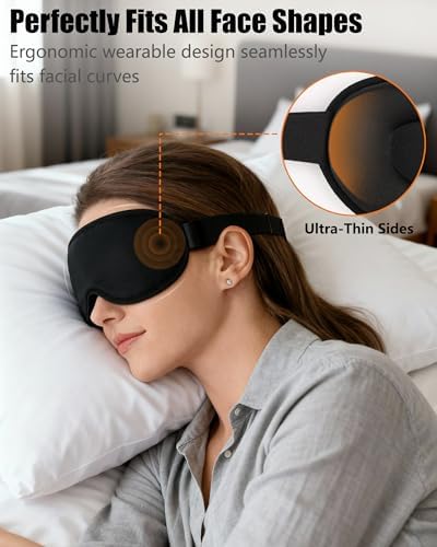 Sleep Mask for Side Sleeper Men Women, 100% Blackout Sleep Mask, Zero Eye Pressure 3D Sleeping Mask, Ergonomic Design and Breathable, Suitable for Travel Yoga, Black - Image 5
