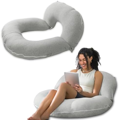 INSEN Reading Pillow, Back Pillow for Sitting in Bed and Couch, Gaming Pillow for Adults, Sit Up Support for Bed, Grey Jersey by INSEN
