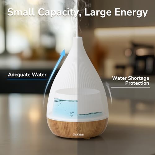 SOULORIGIN Ultrasonic Essential Oil Diffuser, Home Fragrance Aroma Diffuser with Auto Shut-Off, 8-Color Night Light & Ultra-Quiet Operation, BPA-Free Portable Aromatherapy Humidifier for Home (Light) - Image 3