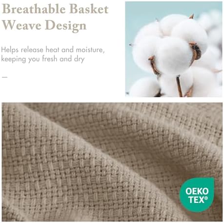 Madison Park 100% Cotton Breathable Twin Size Blanket for Bed, Khaki - Image 3