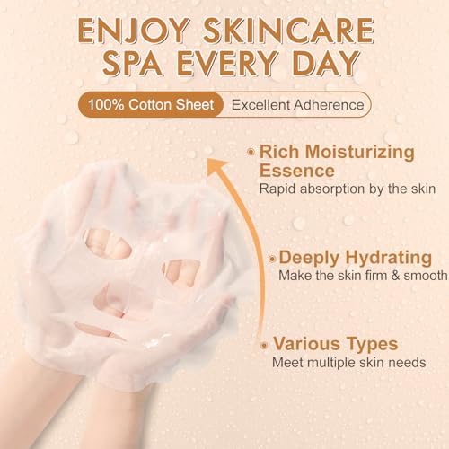 KONEUK 56 Pack Sheet Face Masks Skincare for Women, Hydrating Face Masks - Image 2