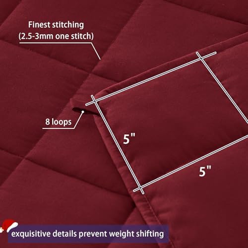 yescool Weighted Blanket for Adults 20lbs Queen Size, 60" x 80", Red - Image 4