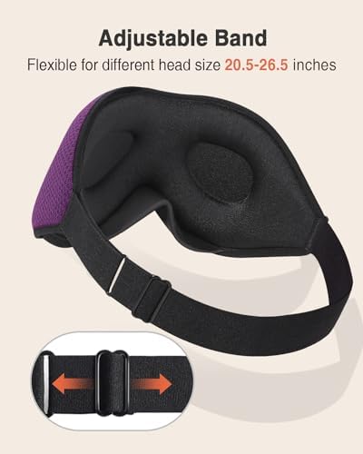 MABAO Sleep Mask for Side Sleeper, Eye Mask for Sleeping Women Men, Purple - Image 6