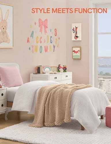 YnM Cooling Weighted Blanket, 100% Cotton Handmade Chunky Knitted Blanket, Weighted Lap, Breathable Heavy Blankets, Machine Washable Throw for Sleep or Home Decor (Beige, 50x60 Inch, 10lbs) - Image 2
